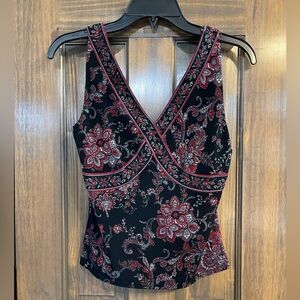 Tahari Floral Black and Red Women's Top